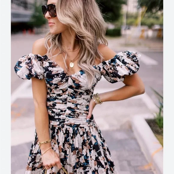 Abercrombie & Fitch Drama Puff Sleeve Ruched Mini Dress XL - Picture 7 of 9